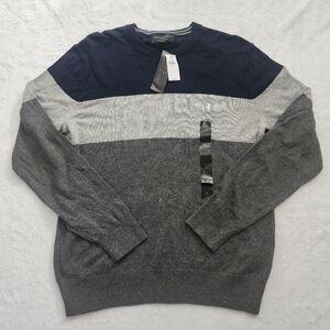 BANANA REPUBLIC Men's Colorblock Crewneck Sweater Premium Navy Grey‎ Small NWT